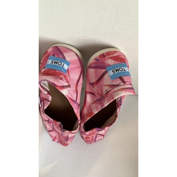 TOMS Pink & Burgundy Bamboo Pattern  womens SZ 10 slip on canvas Shoes WORN ONCE - Picture 7 of 7